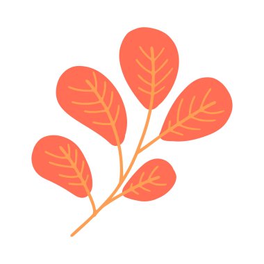 Beş portakallı sonbahar yapraklı bir dalın basit bir çizimi. Tasarım, sıcak ve canlı renklerle sonbaharın özünü yakalayan temiz çizgiler ve minimal ayrıntılar içeriyor..