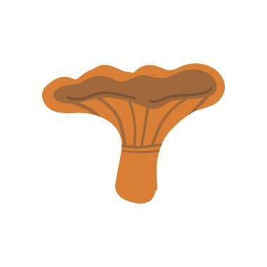 Basit bir tasarımı olan portakal mantarı tasviri. Doğa için mükemmel, sonbahar, orman temalı içerik, ya da dünyevi tonlu eğlenceli botanik sanat.