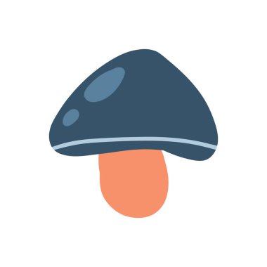 Yumuşak, kaprisli detaylara sahip mavi bir mantar, mevsimlik sonbahar tasarımları, orman temalı çizimler veya çocuk projeleri için çevre dostu, kırsal sanat eserleri için ideal. Vektör illüstrasyonu