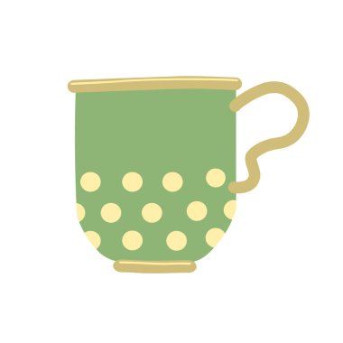 Puantiyeli şirin yeşil bardak, rahat ev dekorları, klasik mutfak dekorları ya da retro içecek takımı tasarımları için mükemmel. Çay ve kahve severler için harika..