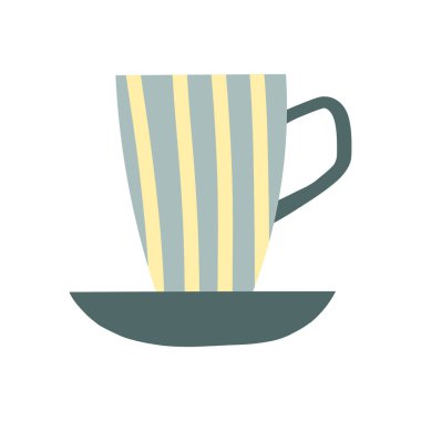 Yumuşak yeşil ve sarı tonlarda minimalist tasarımı olan modern çizgili bardak. Mutfak gereçleri, ev dekorasyonu ve içecek malzemeleri meraklıları için ideal..