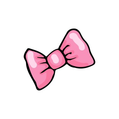 Parlak ve neşeli pembe yay çizimi, kız tasarımları, moda aksesuarları, ya da çocuk dekorasyonu ve eğlenceli hediye paketlemeleri için büyüleyici bir ilave..