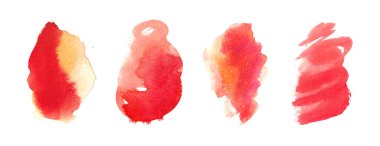 Canlı pigment ve sanatsal kontrastlı koyu kırmızı ve turuncu suluboya örnekleri, yaratıcı tasarım, ateşli aksanlar veya modern soyut görseller için ideal.