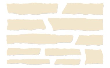 Not defteri ya da çıkartma kullanımı için yırtık kenarlı kağıt ve yırtık bej desenli. Kolaj, kaba not ve klasik element tasarımlı. Boş notlar için mükemmel.