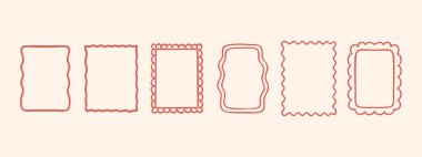 Eğri hatları ve eğlenceli köşeleri olan tuhaf eğri büğrü dikdörtgen karalama kenarları. Planlama şablonları, davetler veya okul çalışma tabloları için ideal.
