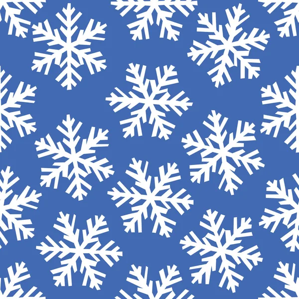 Vector Seamless Pattern Geometric Snowflakes Blue Background — Archivo Imágenes Vectoriales