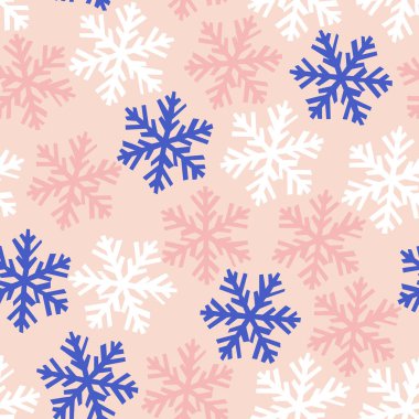 Vector seamless Christmas pattern with colorful snowflakes