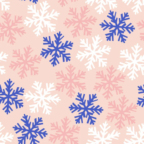 Vector Seamless Christmas Pattern Colorful Snowflakes — Stock vektor