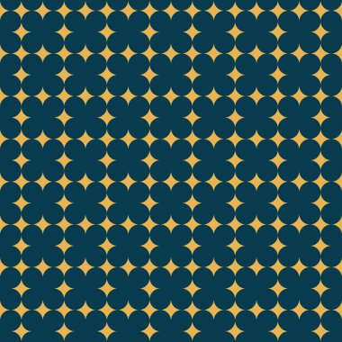 Vector seamless geometric design with stars, the space between which folds into flowers