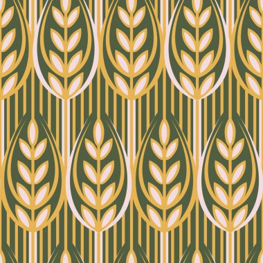 Seamless vector pattern with stylized wheat field.