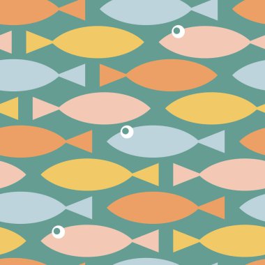 Seamless vector design with flat fish in the sea.