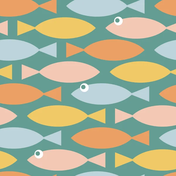 Seamless Vector Design Flat Fish Sea — стоковий вектор