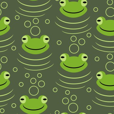 Suda komik kurbağalar olan kusursuz vektör deseni