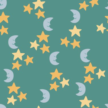 Ay ve yıldız ile vektör seamless modeli