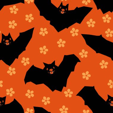 Tatlı yarasalar ve çiçeklerle kusursuz Cadılar Bayramı deseni