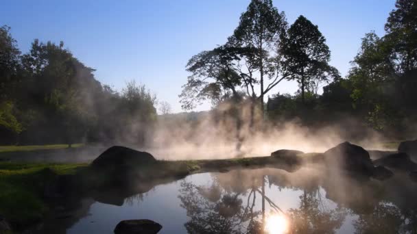 Lumière Matin Avec Source Chaude Chae Son Dans Parc National — Video
