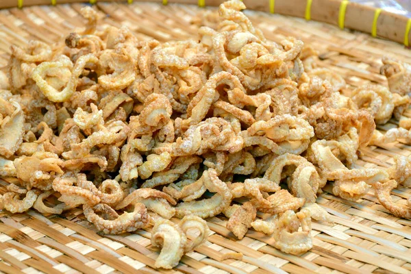 Comida Callejera Tailandesa Cortezas Cerdo Piel Cerdo Frita Delicioso Bocadillo — Foto de Stock