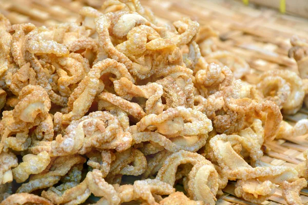 Comida Callejera Tailandesa Cortezas Cerdo Piel Cerdo Frita Delicioso Bocadillo — Foto de Stock