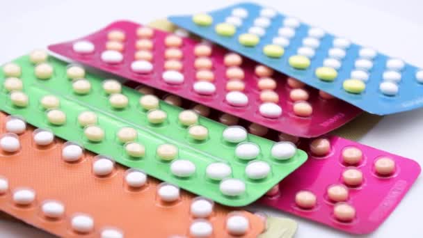 Colorful Strips Oral Contraceptive Pill — Stock Video