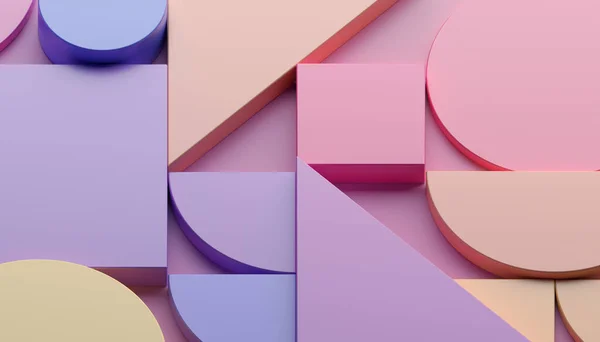 Abstract geometric composition, colorful background design, 3d render