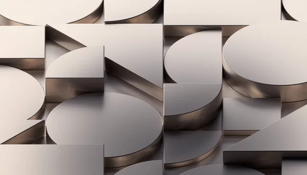Абстрактная Геометрическая Композиция Дизайн Золотого Фона Рендеринг — стоковое фото