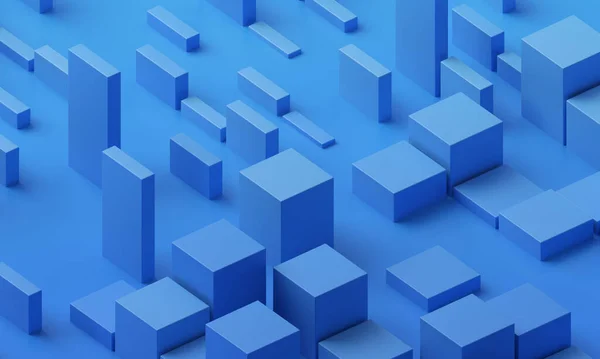 Abstract 3d render, blue geometric background design