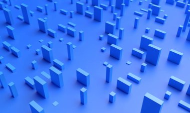 Soyut 3d oluşturma, mavi geometrik arkaplan tasarımı