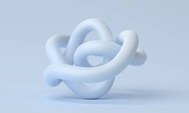 Soyut beyaz şekil, 3D çizim, modern minimalist illüstrasyon