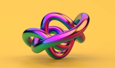 Soyut renkli şekil, 3D tasvir, modern minimalist illüstrasyon