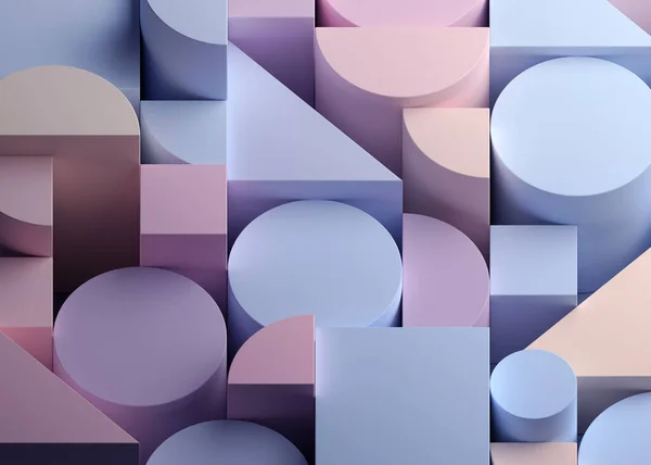 Abstract geometric composition, background design in pastel colors, 3d render
