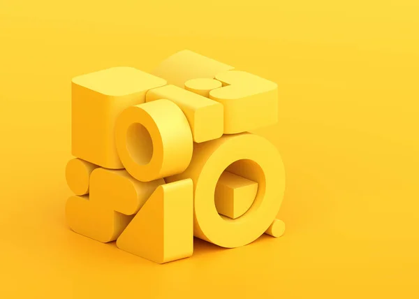 アブストラクト3Dレンダリング 黄色の幾何学的背景デザイン — ストック写真