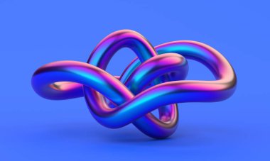 Soyut renkli şekil, 3D tasvir, modern minimalist illüstrasyon