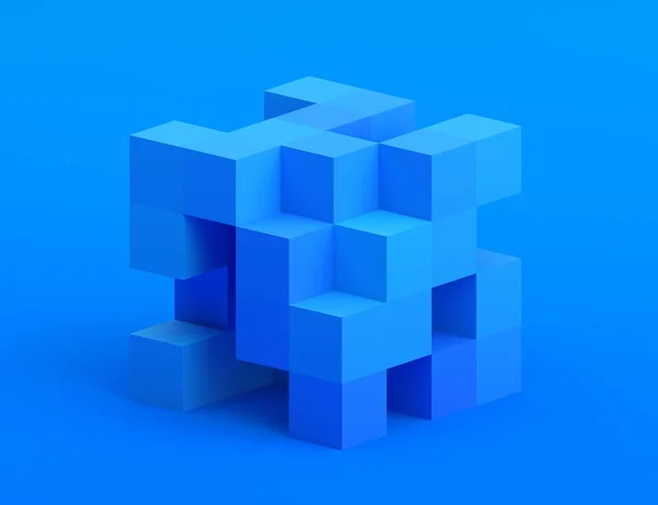 Abstraktní Vykreslování Modrý Geometrický Design Pozadí Kostkami — Stock fotografie