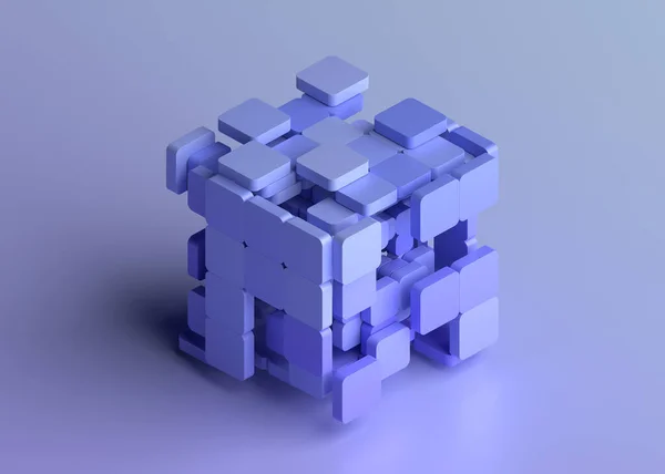 Rendu Abstrait Conception Géométrique Cube Violet — Photo