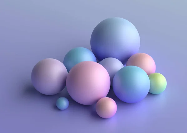 抽象3Dレンダリング パステルカラーの球体 幾何学的デザイン — ストック写真