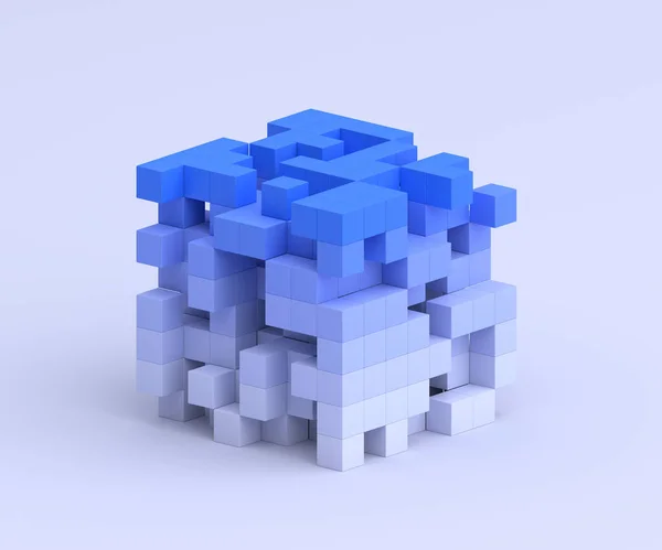 Абстрактний Рендеринговий Синьо Білий Дизайн Фону Кубиками — стокове фото