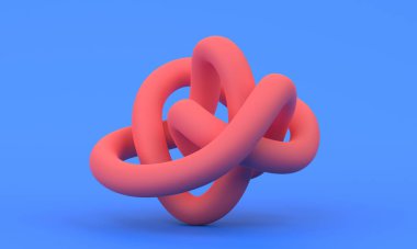 Soyut kırmızı şekil, 3D çizim, modern minimalist illüstrasyon