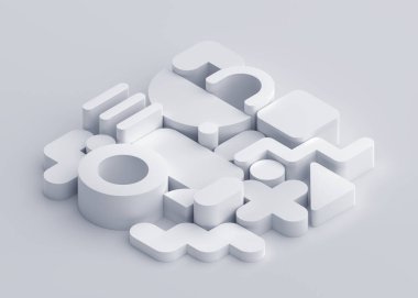 Soyut arkaplan tasarımı, beyaz geometrik şekilli kompozisyon