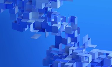 Soyut 3d oluşturma, mavi geometrik arkaplan tasarımı