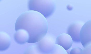 Pastel renkli kürelerle soyut 3D arkaplan tasarımı