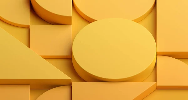 抽象幾何学的構成 黄色の背景デザイン 3Dレンダリング — ストック写真
