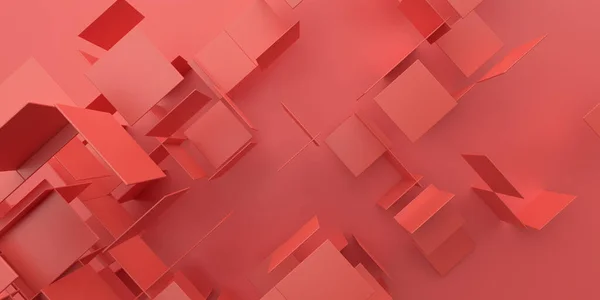 Abstrakt Render Röda Rutor Geometrisk Bakgrund Design — Stockfoto