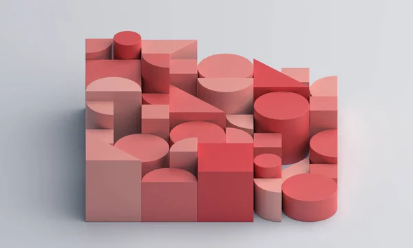 Абстрактная Геометрическая Композиция Дизайн Красного Фона Рендеринг — стоковое фото