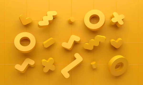 Renderizado Abstracto Diseño Con Formas Geométricas Amarillas —  Fotos de Stock