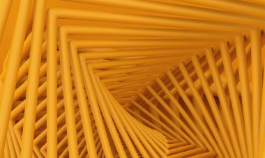 Soyut yapı, sarı arkaplan tasarımı, 3d oluşturma