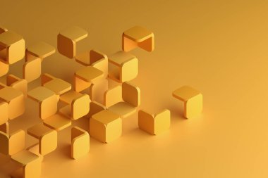 Soyut 3d görüntüleme, sarı geometrik arkaplan tasarımı