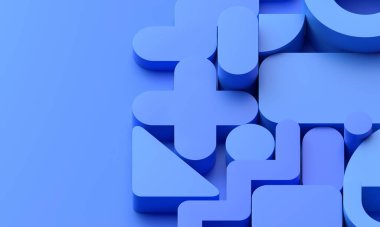 Soyut arkaplan tasarımı, mavi geometrik bileşim, 3d oluşturma