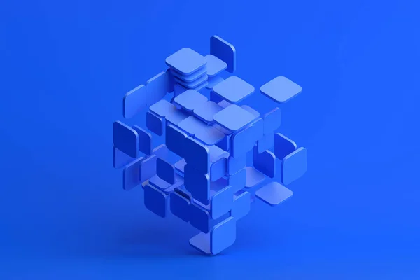 抽象的な3Dレンダリング 青い幾何学組成設計 — ストック写真