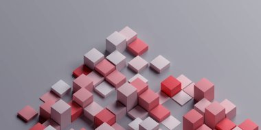 Soyut 3d oluşturma, kırmızı geometrik arkaplan tasarımı