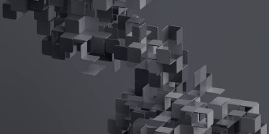 Soyut 3d oluşturma, siyah geometrik arkaplan tasarımı